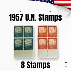 Briefmarken VEREINIGTE NATIONEN 1957 (4ER-Block) 3 & 8 Cent LA JOURNEE SJXX-588 - Bild 1 von 2