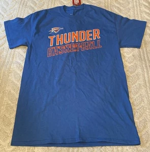 Oklahoma City Thunder Shirt Mens Medium Blue Short Sleeve 100% Cotton NBA NWT - Picture 1 of 7