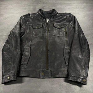 Chaqueta de Cuero Vintage L M Negra Cremallera Completa Moto Café Corredor Bolsillos de Carga Gótico Alt - Imagen 1 de 10