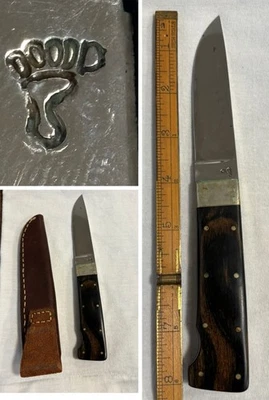 Cuchillo Buck de Colección Hoja Fija Personalizada Firmado Fabricante Pie Mango Madera Banco Bonito Foto 1 de 4