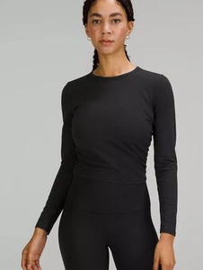 Camisa de manga larga Lululemon All It Takes acanalada Nulu negra talla 2 - Imagen 1 de 12