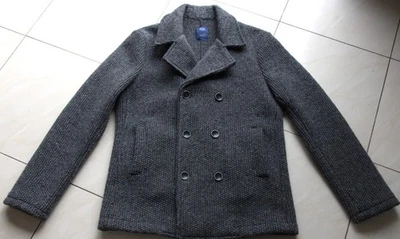 WOOL & CO. Knittt Jacke Gr. M Designer Winter-Sakko Strick-optik Grau Made in It - Bild 1 von 4