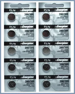 10 (2 x 5) Energizer 390 389 SR1130SW SR1130W Button Cell Silver Oxide Battery  - Picture 1 of 1