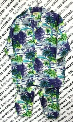 Pijama masculino vintage retrô nos Fun Boxers anos 70 aparência anos 50 Tropicals estampa ilha P-M-L-XL - Imagem 1 de 4