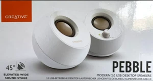Enceintes de Bureau Elégantes Blanches "Creative Pebble 2.0"Alimentation USB 2.0 - Foto 1 di 11