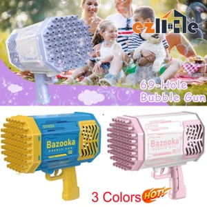 Toy Bubble Gun Rocket Launcher Bazooka Blower Soap 69 Hole Kid Machine - Picture 1 of 21