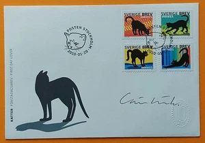 Suecia 2010 Scott 2631 a.-d. Gatos negros FDC firmado por Carina Länk - Imagen 1 de 1