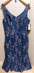 Sangria Dress Size 12 Sleeveless Formal Mermaid Blue Floral Wedding Prom Party - Picture 1 of 7