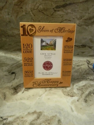 Marco de fotos de nuestro décimo aniversario de boda, 10 años de matrimonio, 522 semanas NUEVO Foto 1 de 4