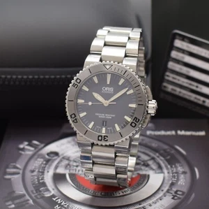 ORIS Aquis Date schwere Taucheruhr in Stahl mit Stahlband Referenz 7653 - Picture 1 of 5