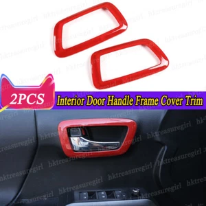 2pcs Red ABS Interior Door Handle Frame Cover Trim For Toyota Tacoma 2016-2023 - Picture 1 of 9