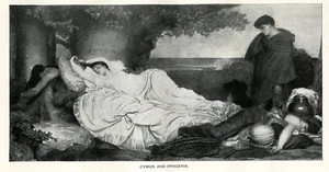 Cymon and Iphigenia sleeping woman from Decameron 1892 vintage B&W art print - Picture 1 of 3