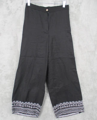 Pantalones Georgiou Vintage Mujer Pequeños Lino Bordados Lagenlook Pierna Ancha Boho Foto 1 de 4