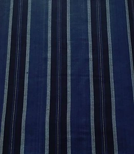 100 % Leinen Stoff Garn gefärbt gestreift und abgestimmt einfarbig Indigoblau  - Bild 1 von 7