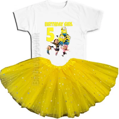 Minions Party 5th Birthday Yellow Tutu Outfit Personalized Name option - Image 1 of 4