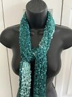 Women's Light Weight Fashion Scarf Turquoise Teal Ombre Fringe Beautiful 64"x14"