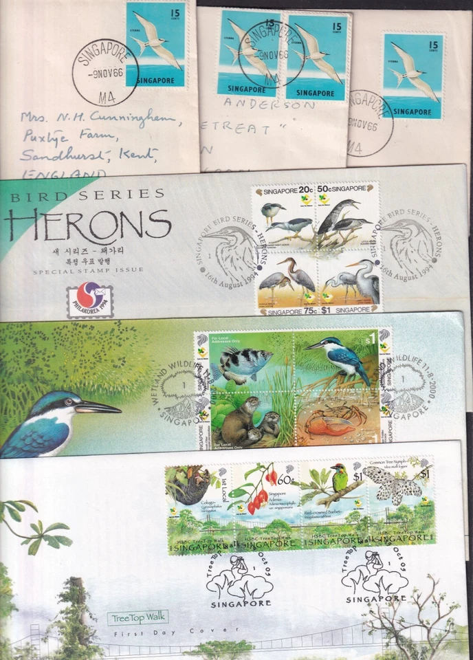 Singapore Birds choice FDC mint Tern Herons Kingfisher Red Collared Barber - Image 1 of 1