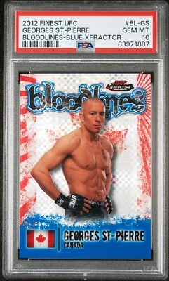 2012 Topps Finest UFC Georges St Pierre Bloodlines Blue Xfractor /188 PSA 10 - Image 1 of 2