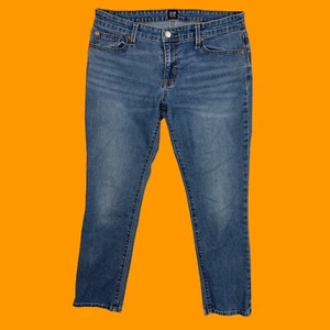 Gap Girlfriend Jeans 29 (32x26) Ankle Womens Slim Blue Denim Wash Rise Stretch - Picture 1 of 12