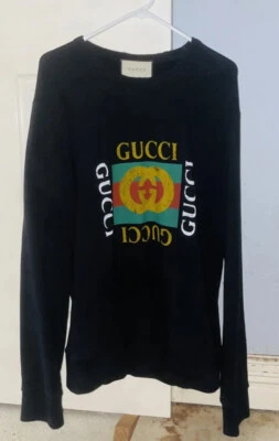 Genuine Gucci Oversize XL Sweatshirt with Gucci Logo, Black, Cotton - Image 1 of 4