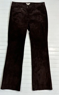 Vintage Michael Kors Suede Leather Pants Y2k  Brown Trousers Size 8 Lined Hippie - Image 1 of 4