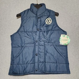 Holloway Turtle Shell Men's Medium Puffer Blue Vest Bell Logo Snap 70's 80's NOS - Picture 1 of 9