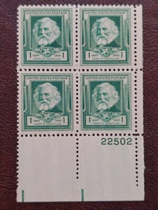 Scott#864-868, P# Blocks of 4 (5), American Poets, MNH, VF - Picture 1 of 10