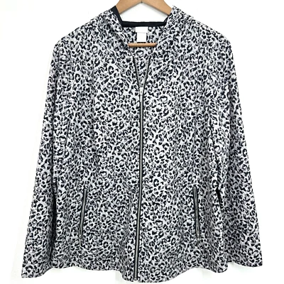 Chico's Zenergy Size 3 - US Size 16/18 XL Animal Print Hooded Longline Jacket - Image 1 of 4