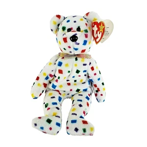 "Beanie Baby The Bear 1999 2000 vintage retirado 9" confeti multicolor" TY 2 K - Imagen 1 de 12