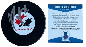 PEYTON KREBS SIGNED TEAM CANADA PUCK BECKETT COA BUFFALO SABRES Q90838 - Picture 1 of 2