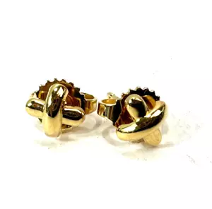 Pendientes perforados Tiffany & Co punto de cruz firma oro amarillo 750 de 18 quilates con bolsa - Imagen 1 de 7