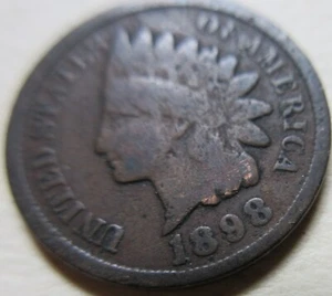 1898 US Small Cent Indian Head Coin. 1 PENNY 1p 1c (U221) - Picture 1 of 2