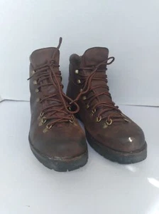 Klassische braune Leder Wanderschuhe mit Messing - robuste Bergtrekkingstiefel - Bild 1 von 8