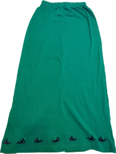 Quacker Factory Womens Long Skirt Green X- Small Whale Hemline - Picture 1 of 6