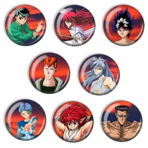 8 Pk Yu Yu Hakusho Set Spille Anime Manga Cosplay Bottone Distintivo Yusuke Kurama - Foto 1 di 2