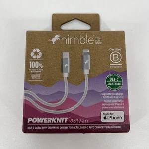 Nimble Powerknit 3.3ft USB-A Cable With Lightning Connector MFi-Certified New - Picture 1 of 7