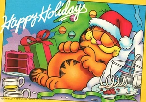 Postal Garfield Felices Fiestas Navidad Jim Davis 1978 - Imagen 1 de 2