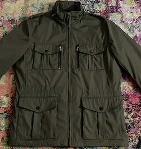 Michael Kors Men's Green Coat Zipper Packable Hood Pockets Quilted Lining size L - Picture 1 of 19