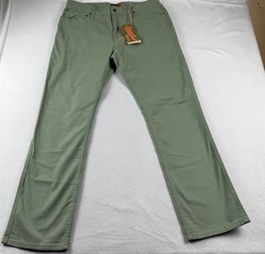 Howler Bros Hose Herren 36x33 grün Vorderseite 5 Taschen Stretch Canvas Neu mit Etikett - Bild 1 von 15