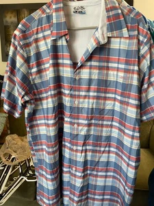 Salt Life Mens Vented SLX Button-Up Shirt Blue Coral Plaid Size XL - Picture 1 of 1