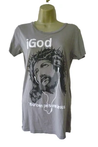 ALTERNATIVE APPAREL Size M i GOD Your Own Personal Jesus Grey T Shirt Top RARE - Picture 1 of 13
