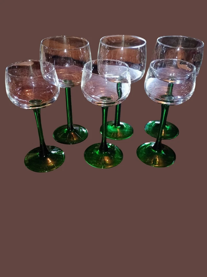 Juego de 3 6oz. Vasos y 3 9,25 oz. Gafas vintage Luminarc verdes  Foto 1 de 4