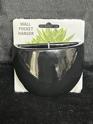Percha de Bolsillo de Pared Cerámica Negra 4"x3"x2" NUEVO En Paquete Suculentas,Airplantas Foto 1 de 4