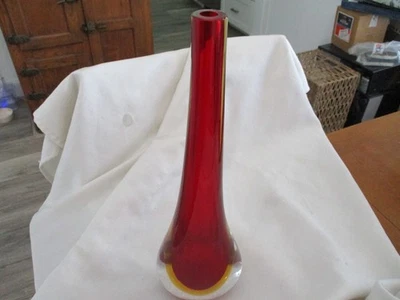 Florero Formia Murano Artistico Vetro Arándano Amarillo Claro 16" Alto Foto 1 de 4