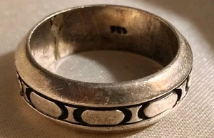 Sterling Silver Men's Vintage Oxidized Pattern Band Ring Sz 12 - Picture 1 of 7