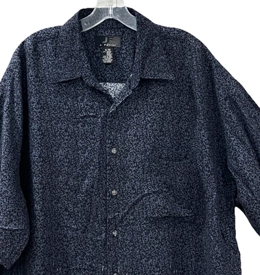 Camisa Hawaiana J. Ferrar Para Hombres Talla XL Azul Negra Manga Corta Bolsillo Ligero Foto 1 de 4