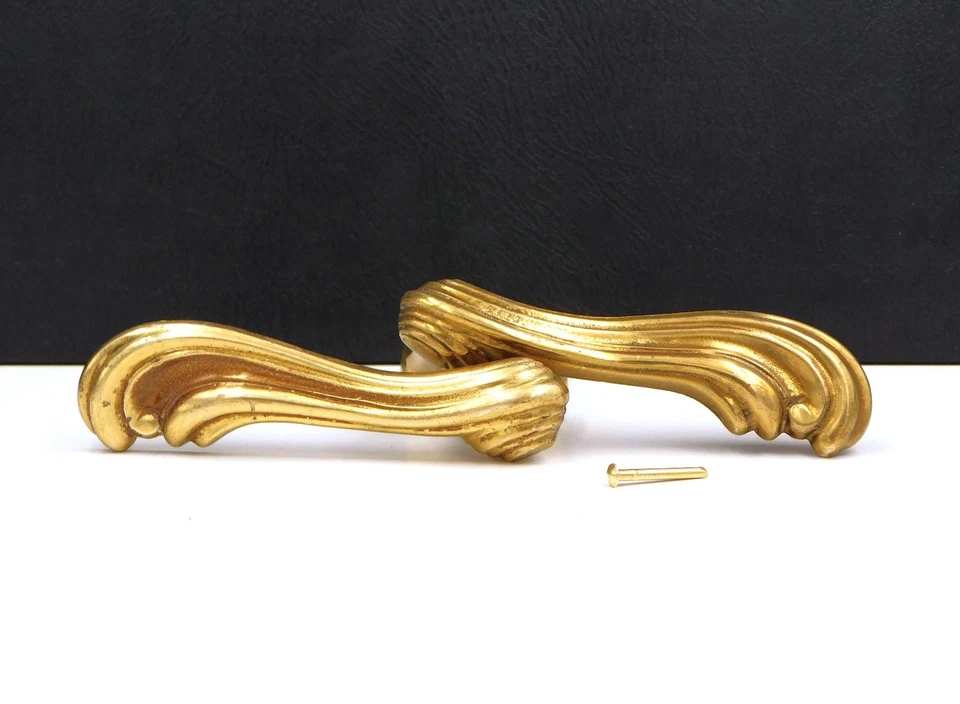 ▨7X7mm ancienne Paire de Poignées Bequilles en Bronze,Style Louis XV,Handle door - Photo 1/4