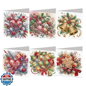 6 Pack 5D DIY Diamond Painting Christmas Flower Greeting Card Kit, Diamond Ar - Picture 1 of 5