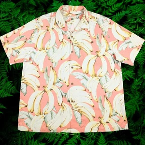 TOMMY BAHAMA Bananas Mens XL 100% SILK Tropical Floral Print Camp Cabana Shirt - Imagen 1 de 13