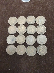 LOT of 16 INDIAN HEAD PENNIES 1800s -1900s Average Grades Unsearched Estate Liq - Picture 1 of 10